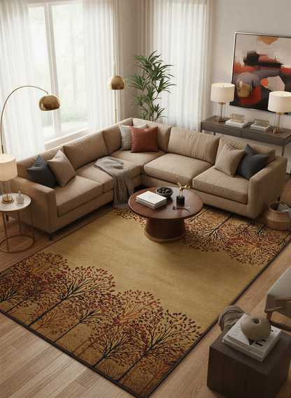 Arte HD024 Ağaç Desenli Modern Dekoratif Dokuma Halı