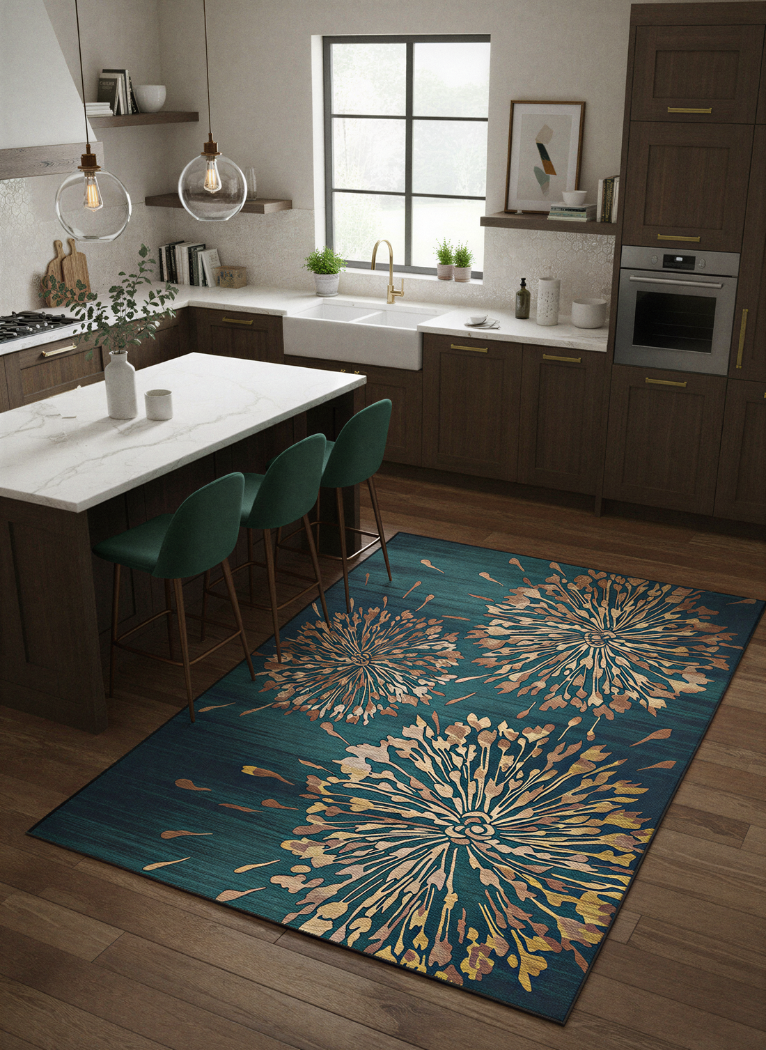 Arte HD026 Çiçek Figürlü Modern Dekoratif Dokuma Halı