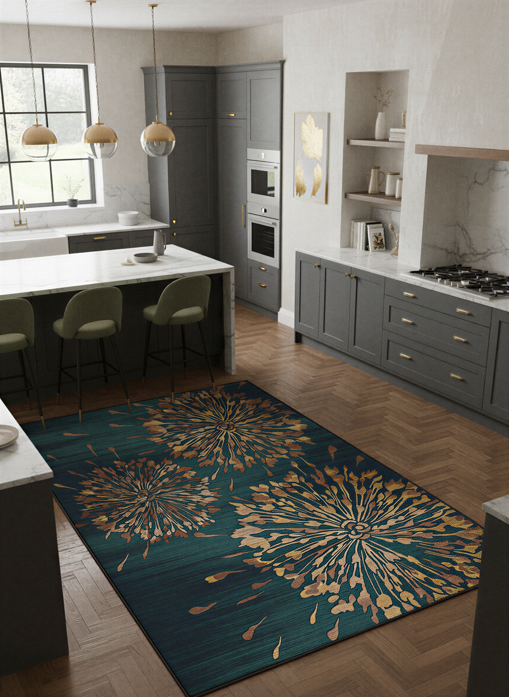 Arte HD026 Çiçek Figürlü Modern Dekoratif Dokuma Halı