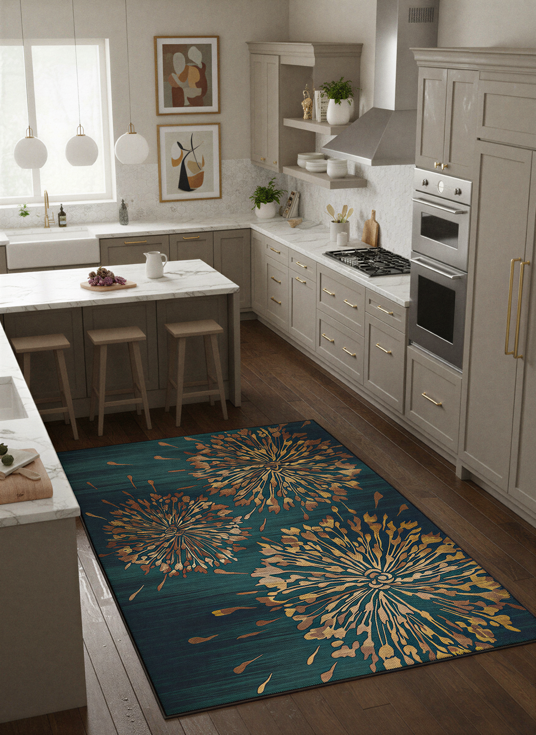 Arte HD026 Çiçek Figürlü Modern Dekoratif Dokuma Halı