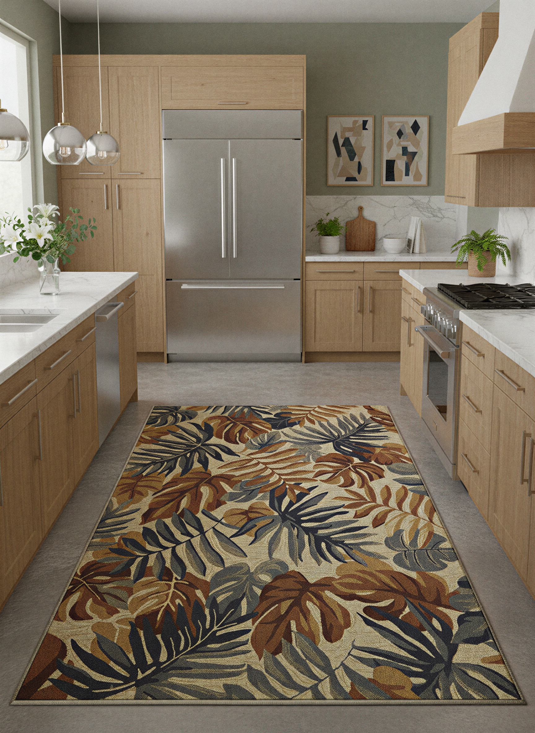 Arte HD027 Yaprak Ağaç Figürlü Modern Dekoratif Dokuma Halı