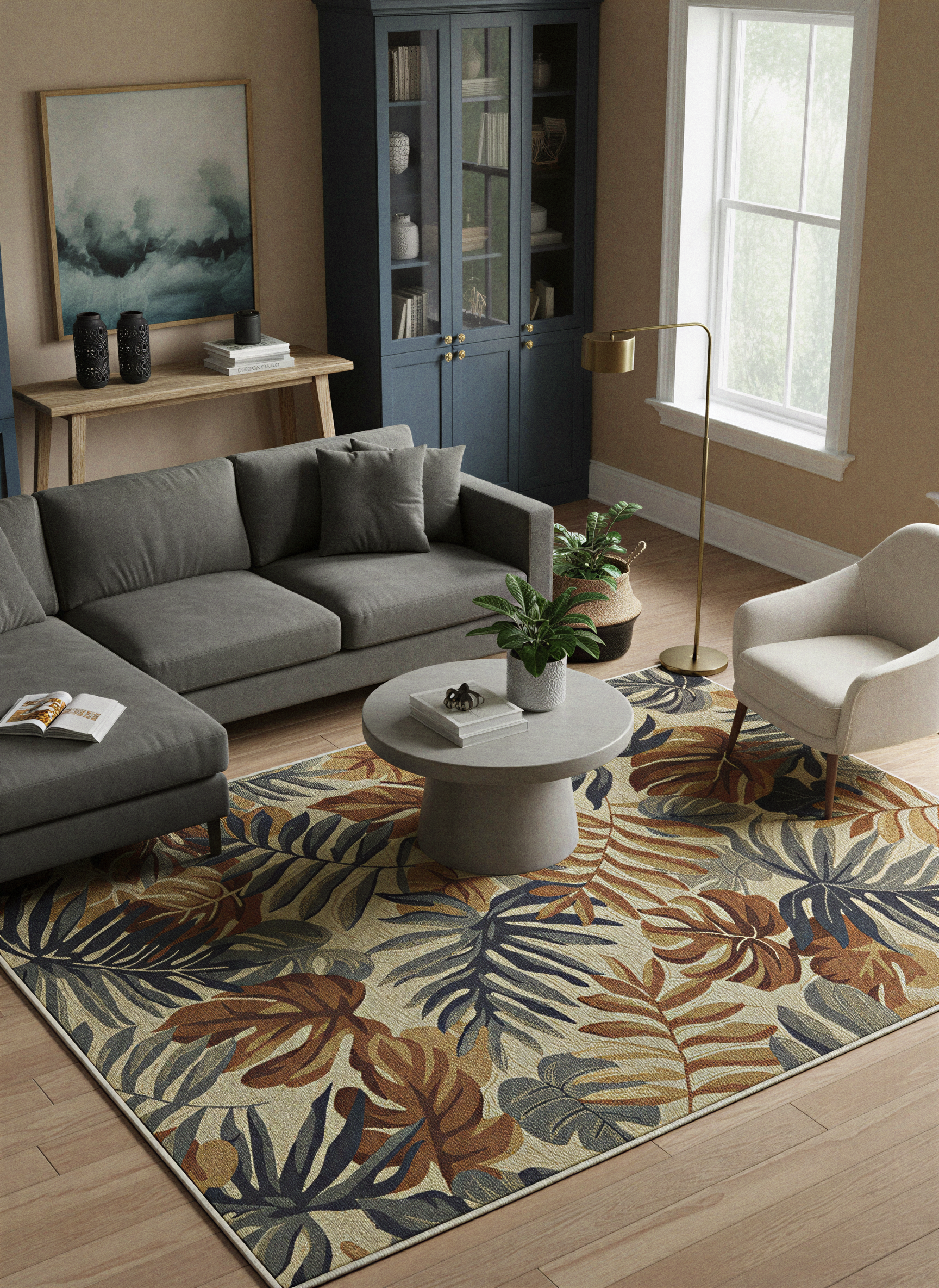 Arte HD027 Yaprak Ağaç Figürlü Modern Dekoratif Dokuma Halı