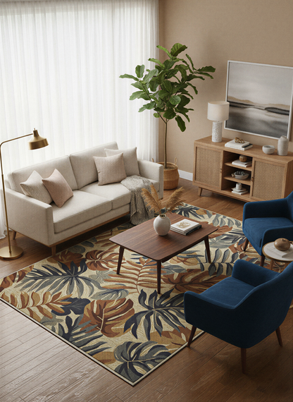 Arte HD027 Yaprak Ağaç Figürlü Modern Dekoratif Dokuma Halı