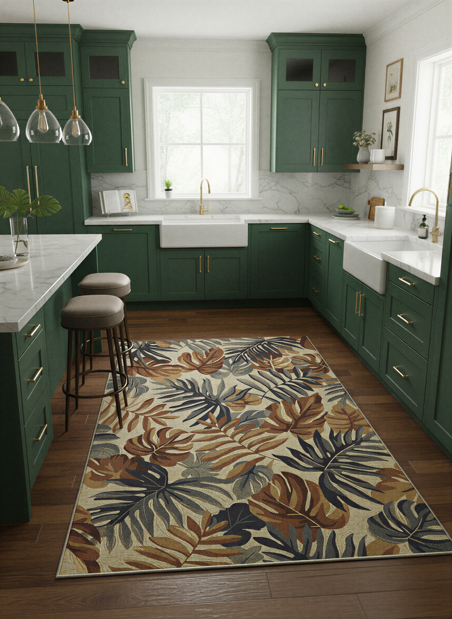 Arte HD027 Yaprak Ağaç Figürlü Modern Dekoratif Dokuma Halı