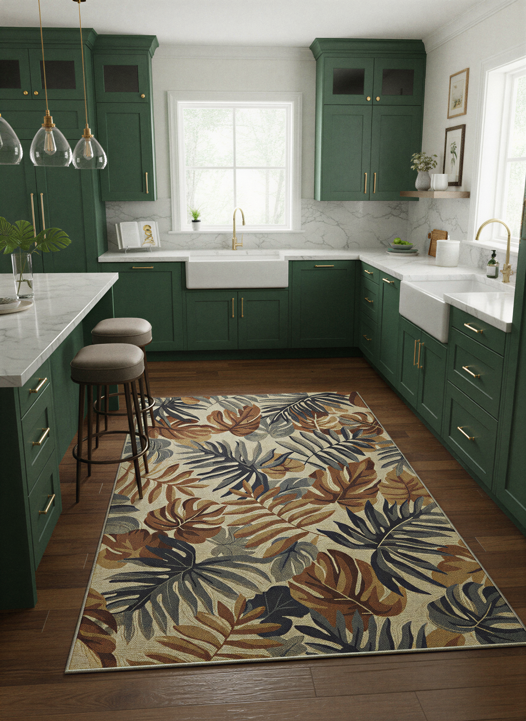 Arte HD027 Yaprak Ağaç Figürlü Modern Dekoratif Dokuma Halı