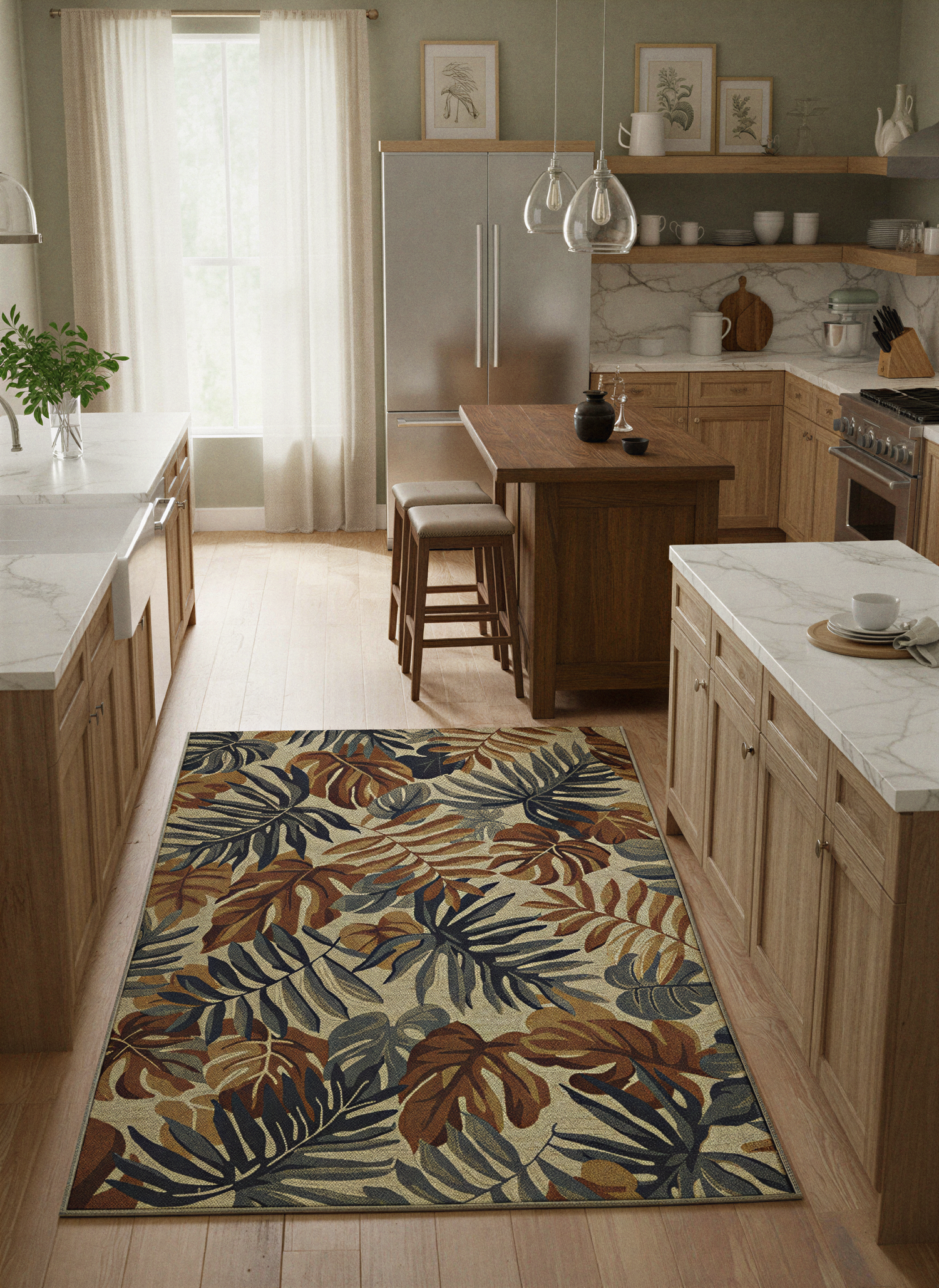 Arte HD027 Yaprak Ağaç Figürlü Modern Dekoratif Dokuma Halı