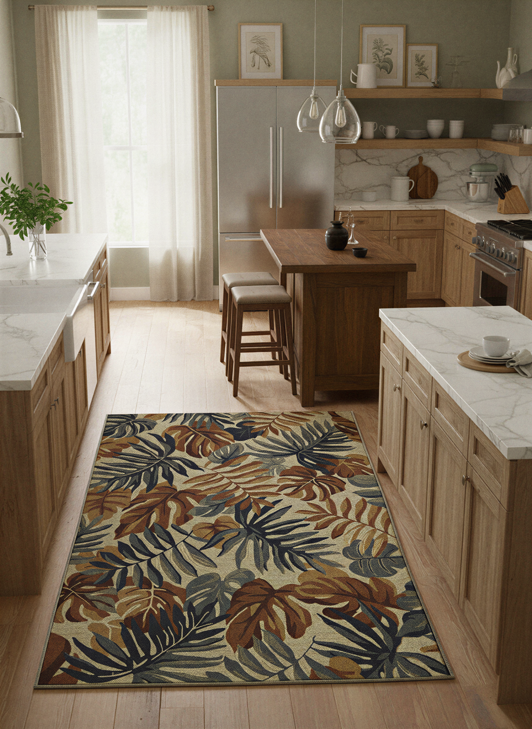 Arte HD027 Yaprak Ağaç Figürlü Modern Dekoratif Dokuma Halı