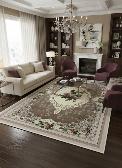 Arte HD029 Çiçek Figürlü Klasik Desenli Dekoratif Dokuma Halı