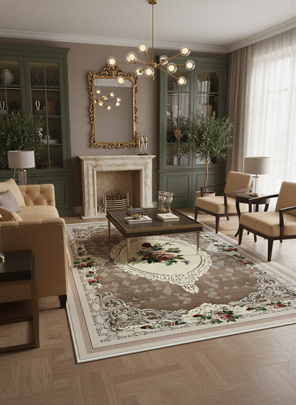 Arte HD029 Çiçek Figürlü Klasik Desenli Dekoratif Dokuma Halı