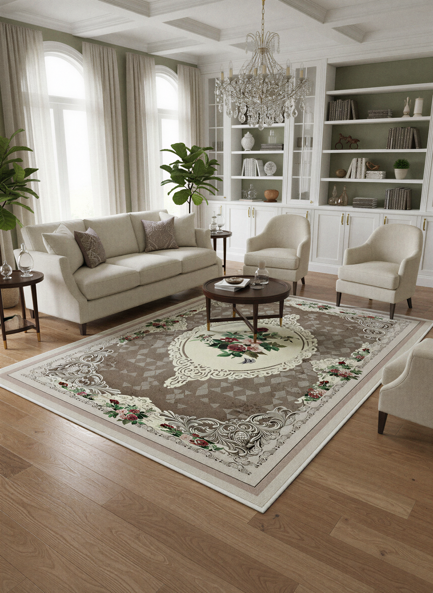 Arte HD029 Çiçek Figürlü Klasik Desenli Dekoratif Dokuma Halı