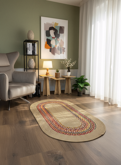 JÜT-C18 Elde Dokuma Doğal Jüt Hasır Halı