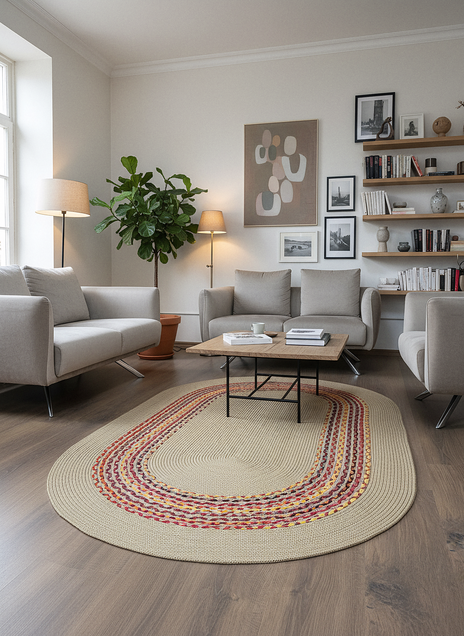 JÜT-C18 Elde Dokuma Doğal Jüt Hasır Halı