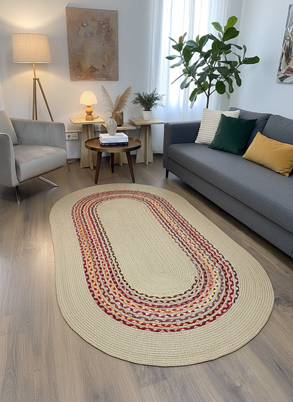 JÜT-C18 Elde Dokuma Doğal Jüt Hasır Halı