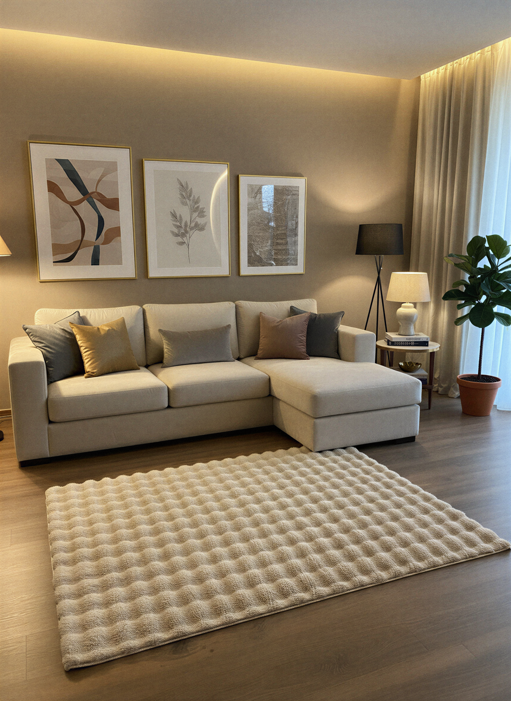 TAVŞAN BUBBLE VİZON - Kaymaz Dokuma Taban Tavşan Shaggy Yatak Odası Oturma Odası Çocuk Odası Halısı