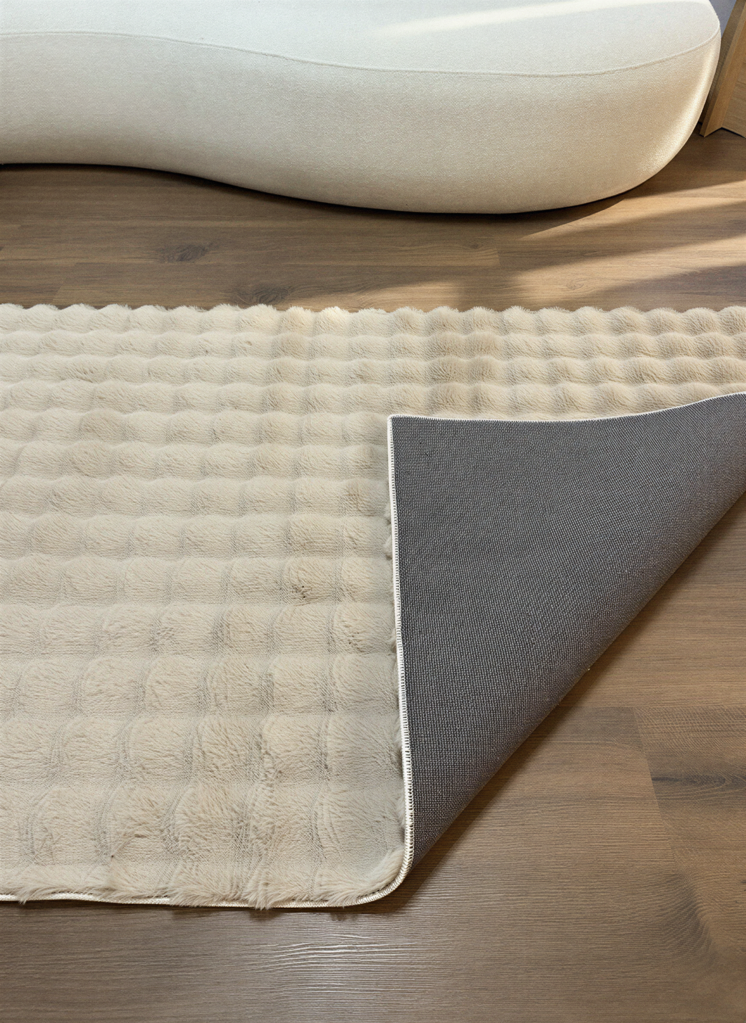 TAVŞAN BUBBLE VİZON - Kaymaz Dokuma Taban Tavşan Shaggy Yatak Odası Oturma Odası Çocuk Odası Halısı