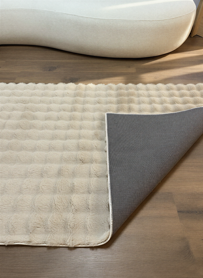 TAVŞAN BUBBLE VİZON - Kaymaz Dokuma Taban Tavşan Shaggy Yatak Odası Oturma Odası Çocuk Odası Halısı