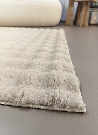 TAVŞAN BUBBLE VİZON - Kaymaz Dokuma Taban Tavşan Shaggy Yatak Odası Oturma Odası Çocuk Odası Halısı
