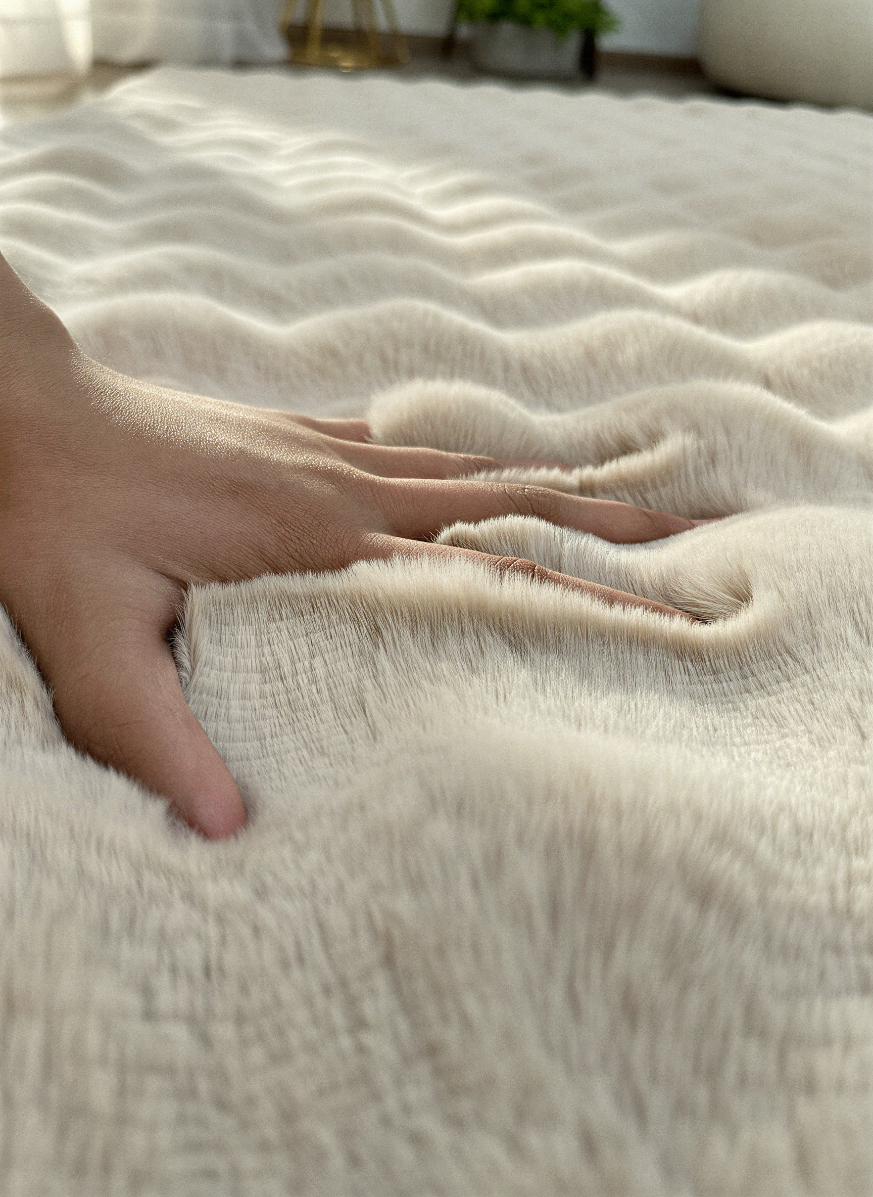 TAVŞAN BUBBLE VİZON - Kaymaz Dokuma Taban Tavşan Shaggy Yatak Odası Oturma Odası Çocuk Odası Halısı