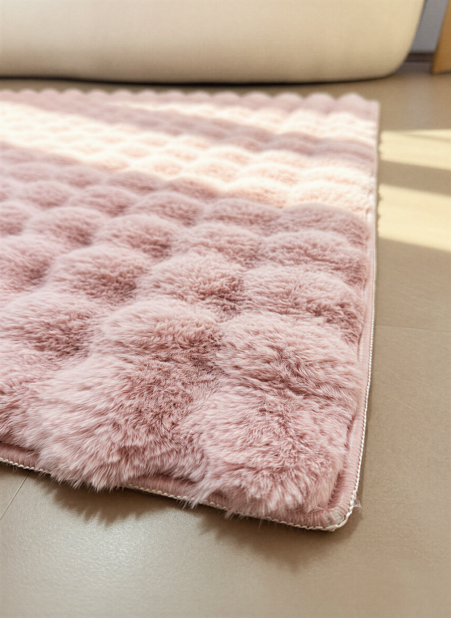 TAVŞAN BUBBLE PUDRA -  Kaymaz Dokuma Taban Tavşan Shaggy Yatak Odası Oturma Odası Çocuk Odası Halısı