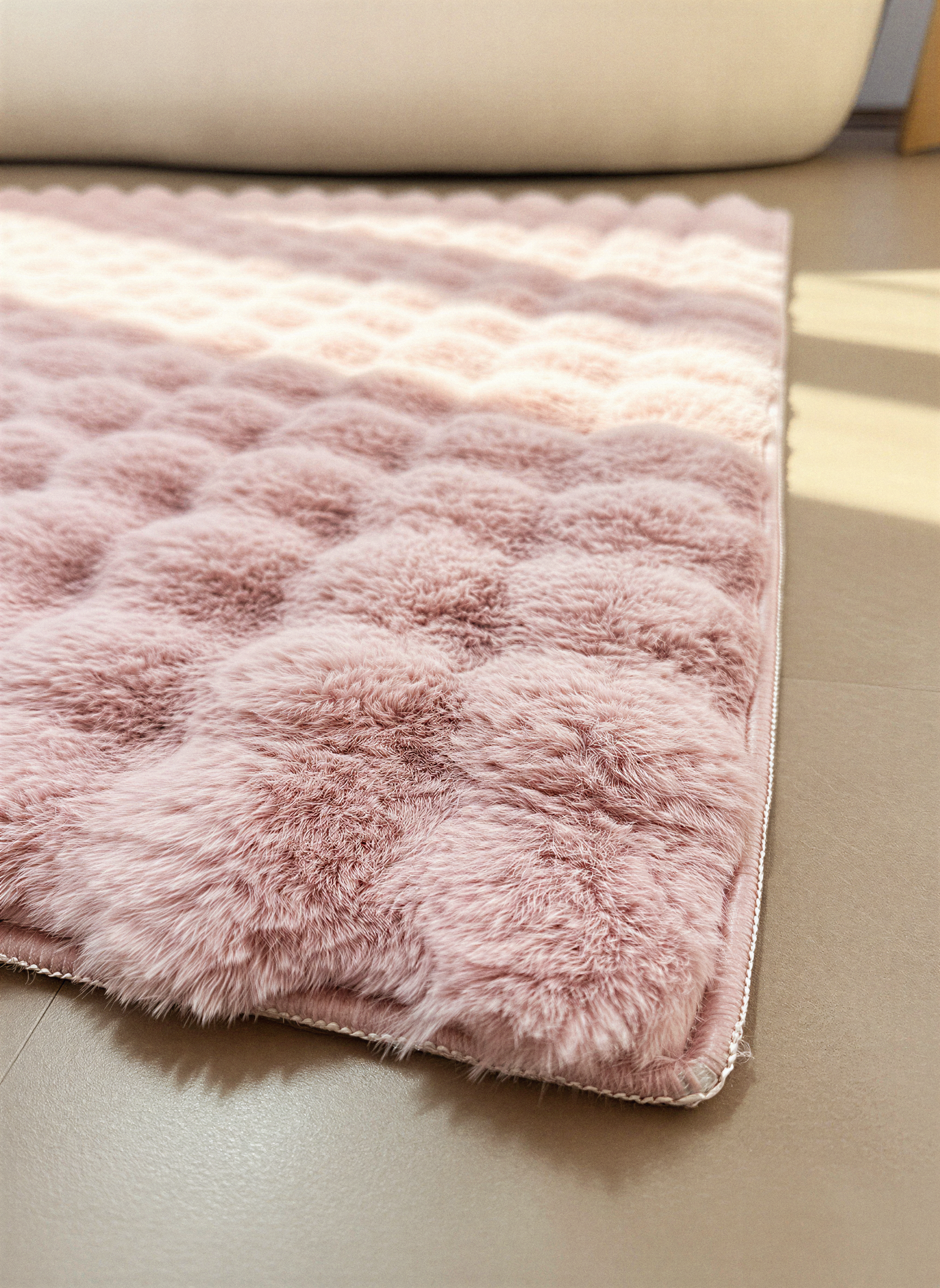 TAVŞAN BUBBLE PUDRA -  Kaymaz Dokuma Taban Tavşan Shaggy Yatak Odası Oturma Odası Çocuk Odası Halısı