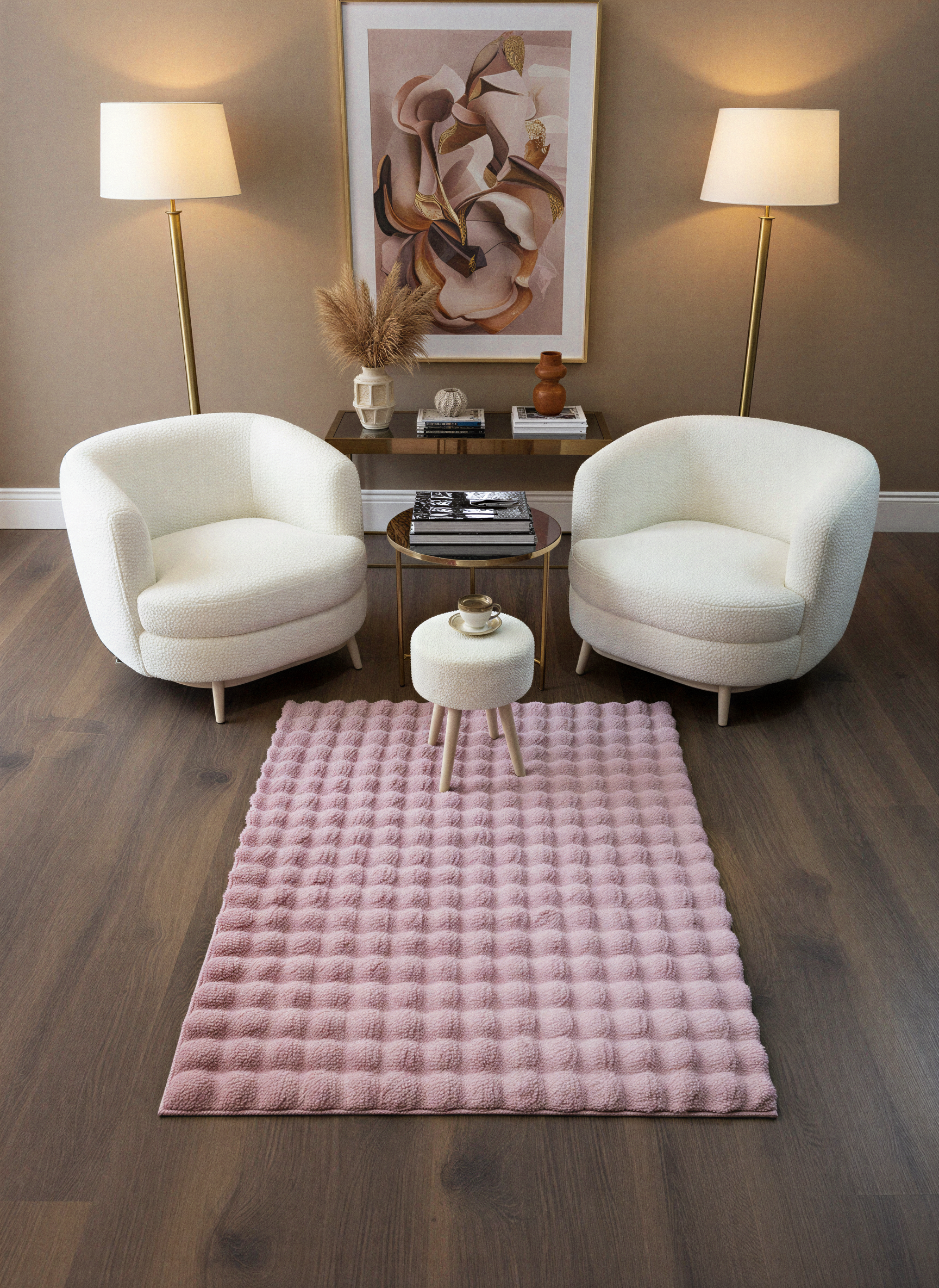 TAVŞAN BUBBLE PUDRA -  Kaymaz Dokuma Taban Tavşan Shaggy Yatak Odası Oturma Odası Çocuk Odası Halısı