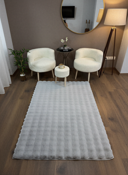 TAVŞAN BUBBLE  GRİ - Kaymaz Dokuma Taban Tavşan Shaggy Yatak Odası Oturma Odası Çocuk Odası Halısı
