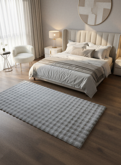 TAVŞAN BUBBLE  GRİ - Kaymaz Dokuma Taban Tavşan Shaggy Yatak Odası Oturma Odası Çocuk Odası Halısı