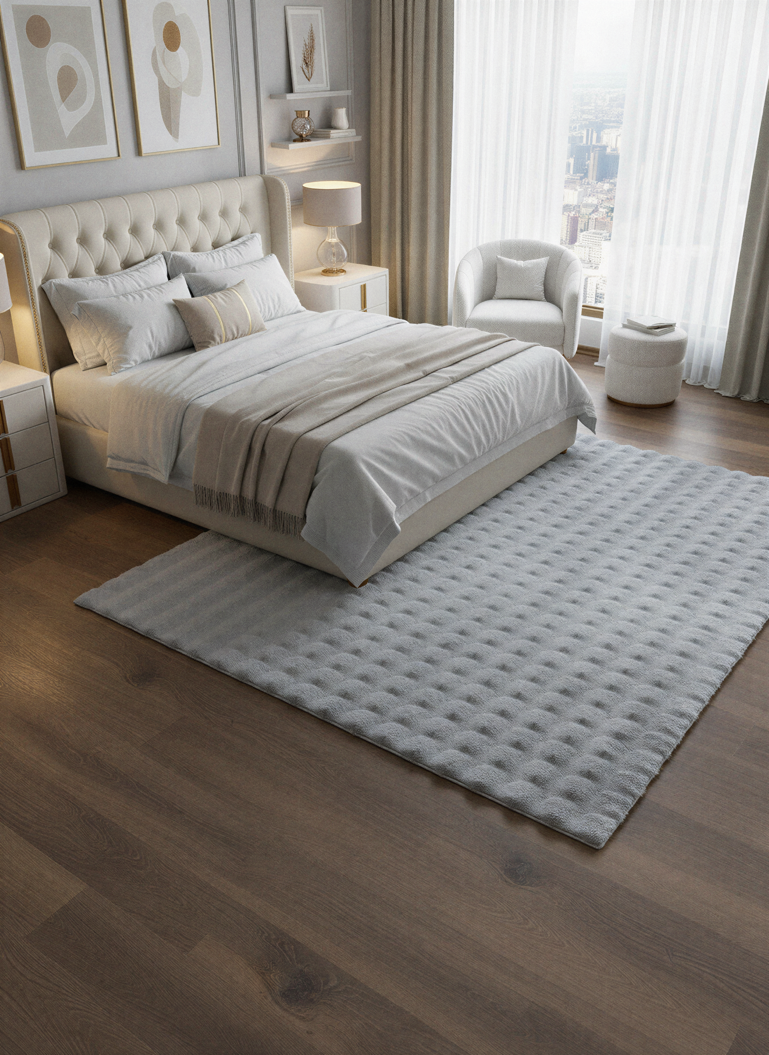 TAVŞAN BUBBLE  GRİ - Kaymaz Dokuma Taban Tavşan Shaggy Yatak Odası Oturma Odası Çocuk Odası Halısı