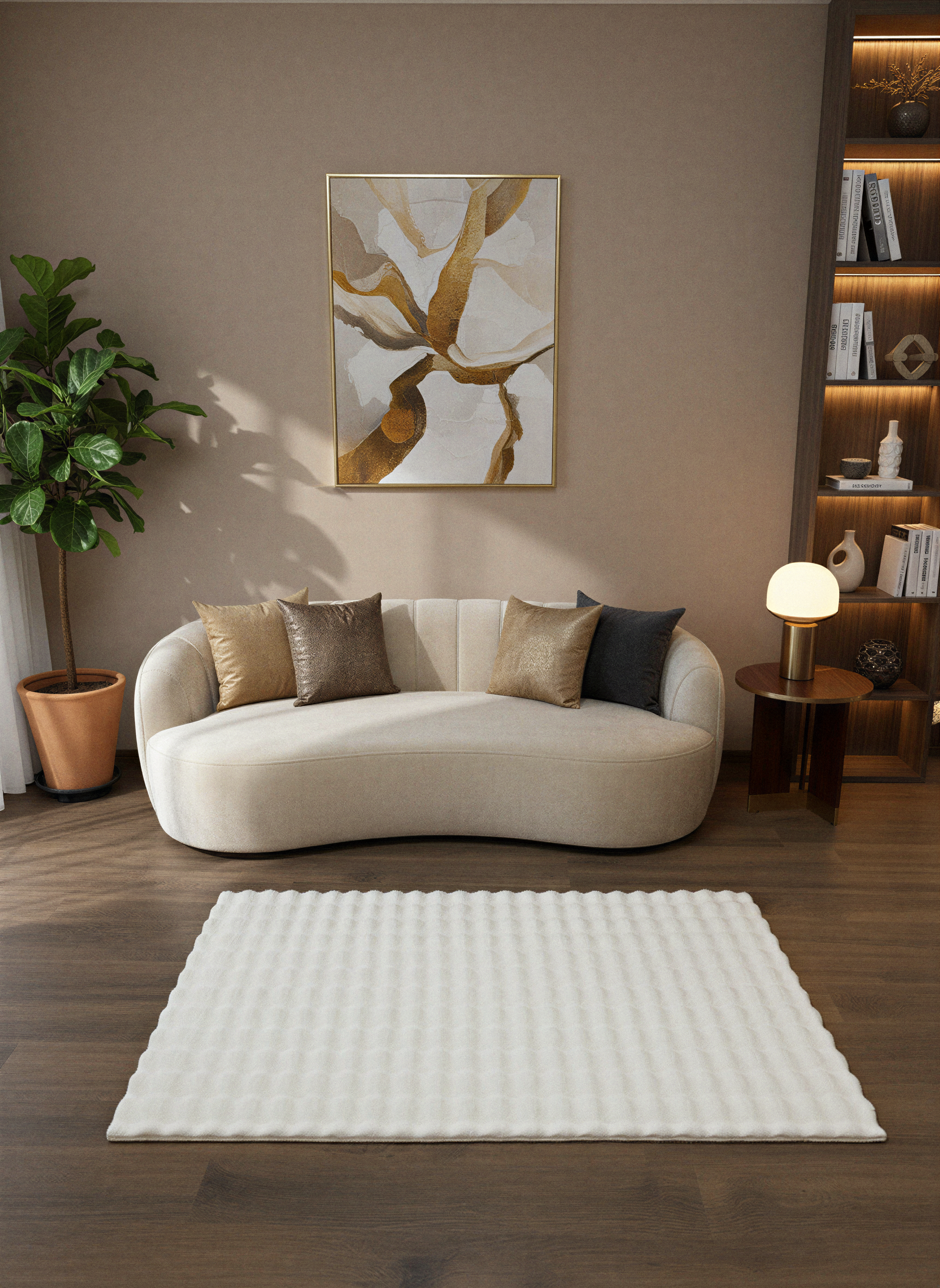 TAVŞAN BUBBLE KREM - Kaymaz Dokuma Taban Tavşan Shaggy Yatak Odası Oturma Odası Çocuk Odası Halısı