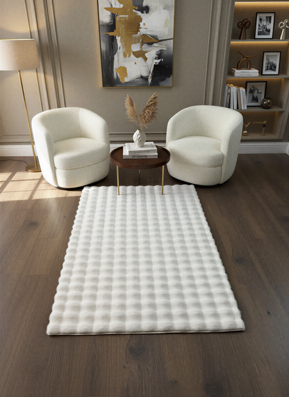 TAVŞAN BUBBLE KREM - Kaymaz Dokuma Taban Tavşan Shaggy Yatak Odası Oturma Odası Çocuk Odası Halısı