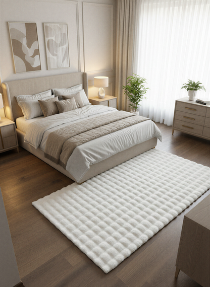 TAVŞAN BUBBLE KREM - Kaymaz Dokuma Taban Tavşan Shaggy Yatak Odası Oturma Odası Çocuk Odası Halısı