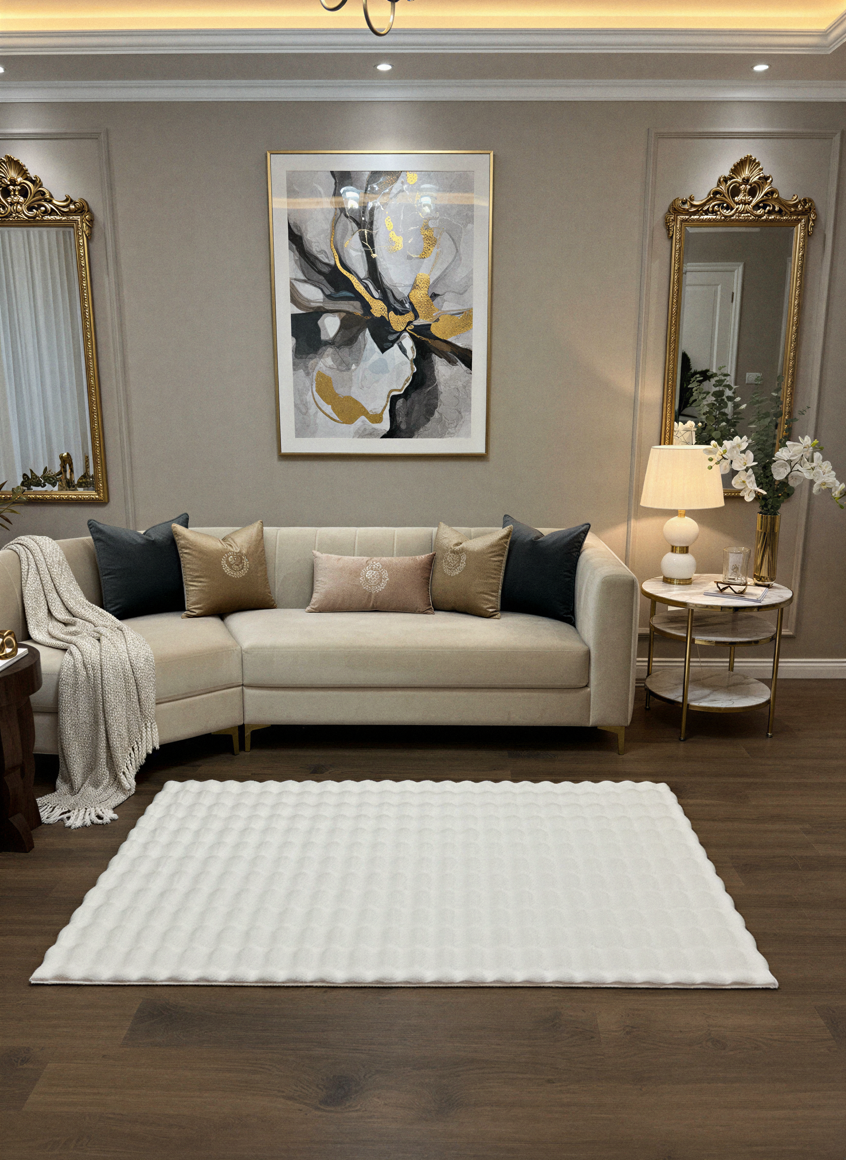 TAVŞAN BUBBLE KREM - Kaymaz Dokuma Taban Tavşan Shaggy Yatak Odası Oturma Odası Çocuk Odası Halısı