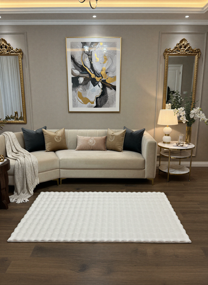 TAVŞAN BUBBLE KREM - Kaymaz Dokuma Taban Tavşan Shaggy Yatak Odası Oturma Odası Çocuk Odası Halısı