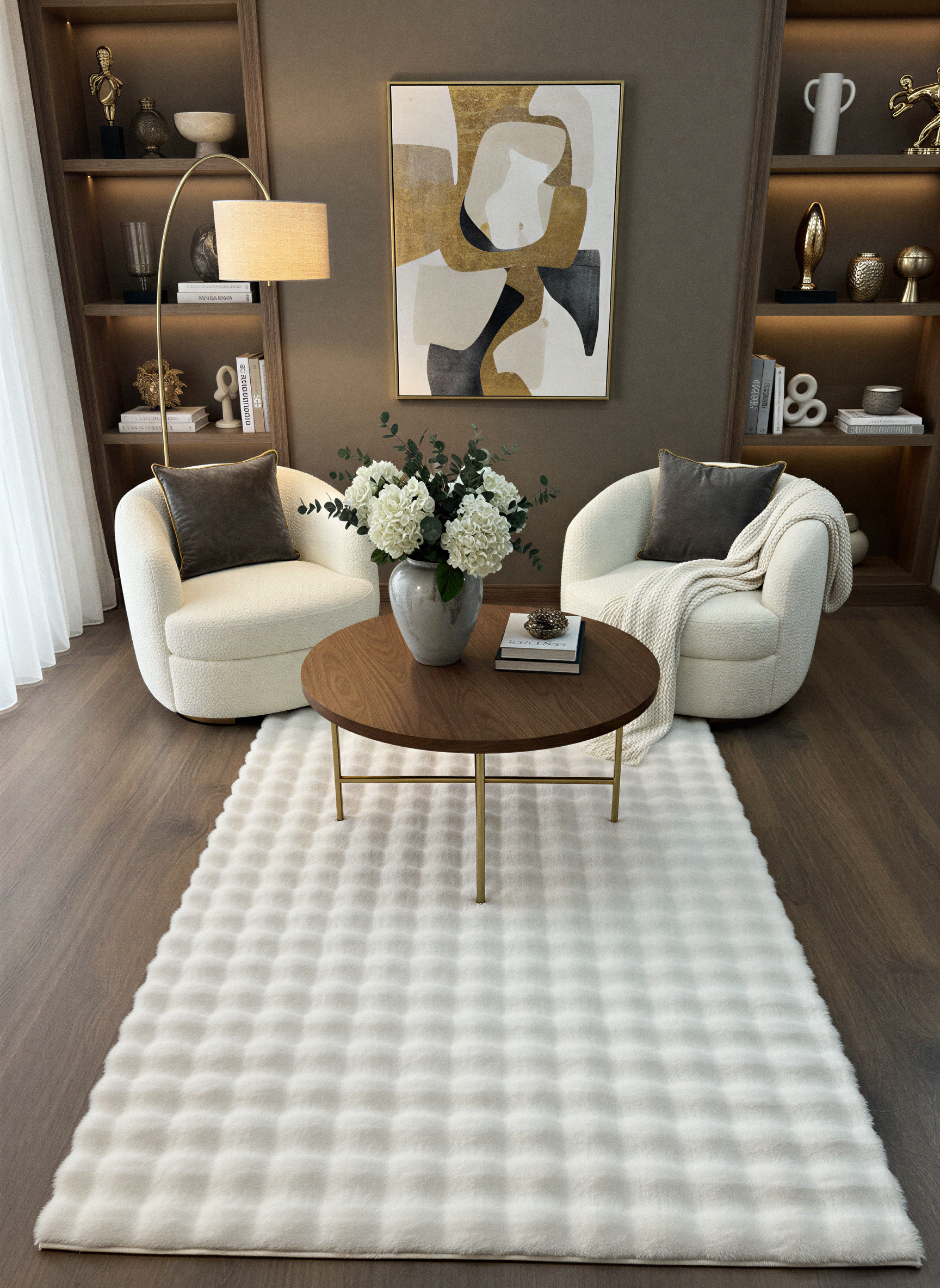 TAVŞAN BUBBLE KREM - Kaymaz Dokuma Taban Tavşan Shaggy Yatak Odası Oturma Odası Çocuk Odası Halısı