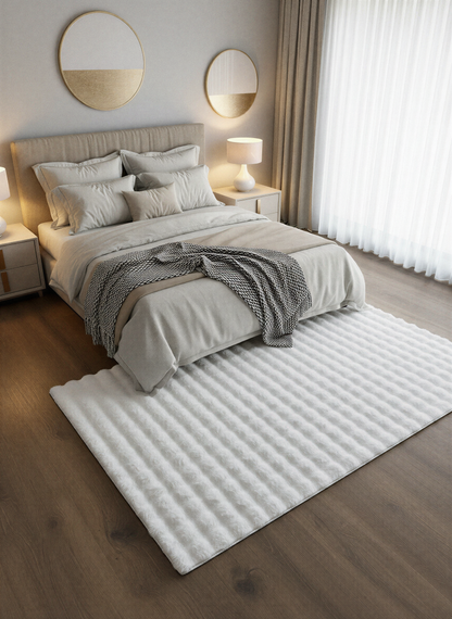 TAVŞAN BUBBLE BEYAZ - Kaymaz Dokuma Taban Tavşan Shaggy Yatak Odası Oturma Odası Çocuk Odası Halısı