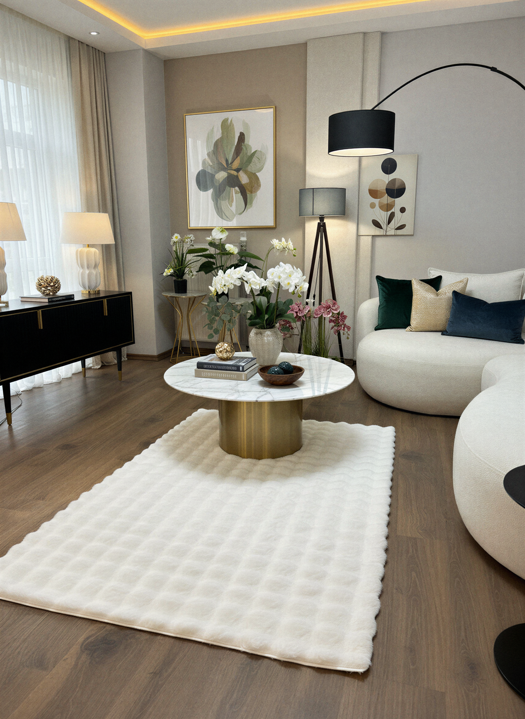 TAVŞAN BUBBLE BEYAZ - Kaymaz Dokuma Taban Tavşan Shaggy Yatak Odası Oturma Odası Çocuk Odası Halısı