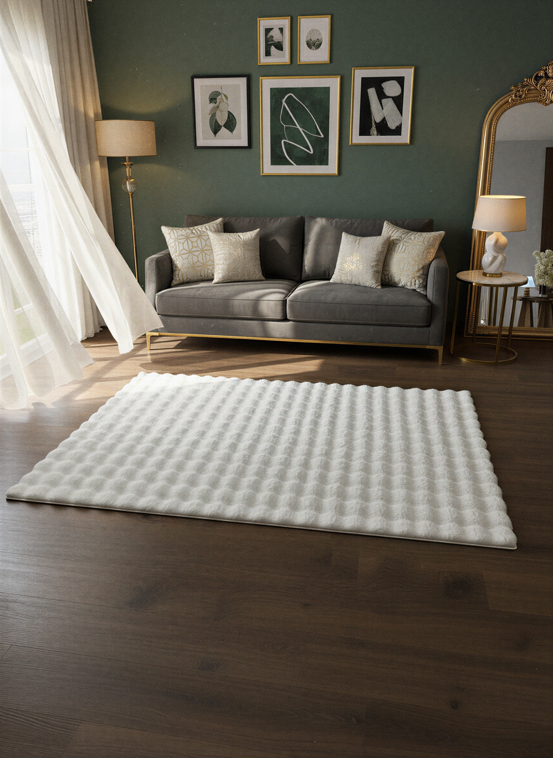 TAVŞAN BUBBLE BEYAZ - Kaymaz Dokuma Taban Tavşan Shaggy Yatak Odası Oturma Odası Çocuk Odası Halısı