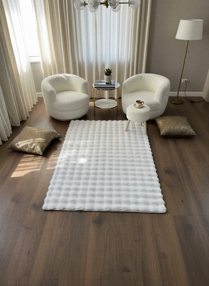 TAVŞAN BUBBLE BEYAZ - Kaymaz Dokuma Taban Tavşan Shaggy Yatak Odası Oturma Odası Çocuk Odası Halısı