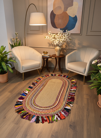 JÜT-C17 Elde Dokuma Doğal Jüt Hasır Halı