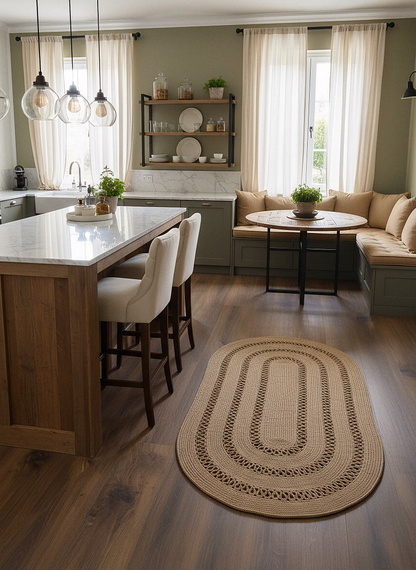 JÜT-C10 Elde Dokuma Doğal Jüt Hasır Halı