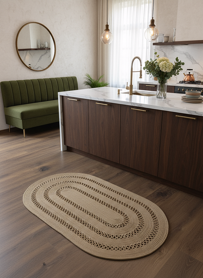 JÜT-C10 Elde Dokuma Doğal Jüt Hasır Halı