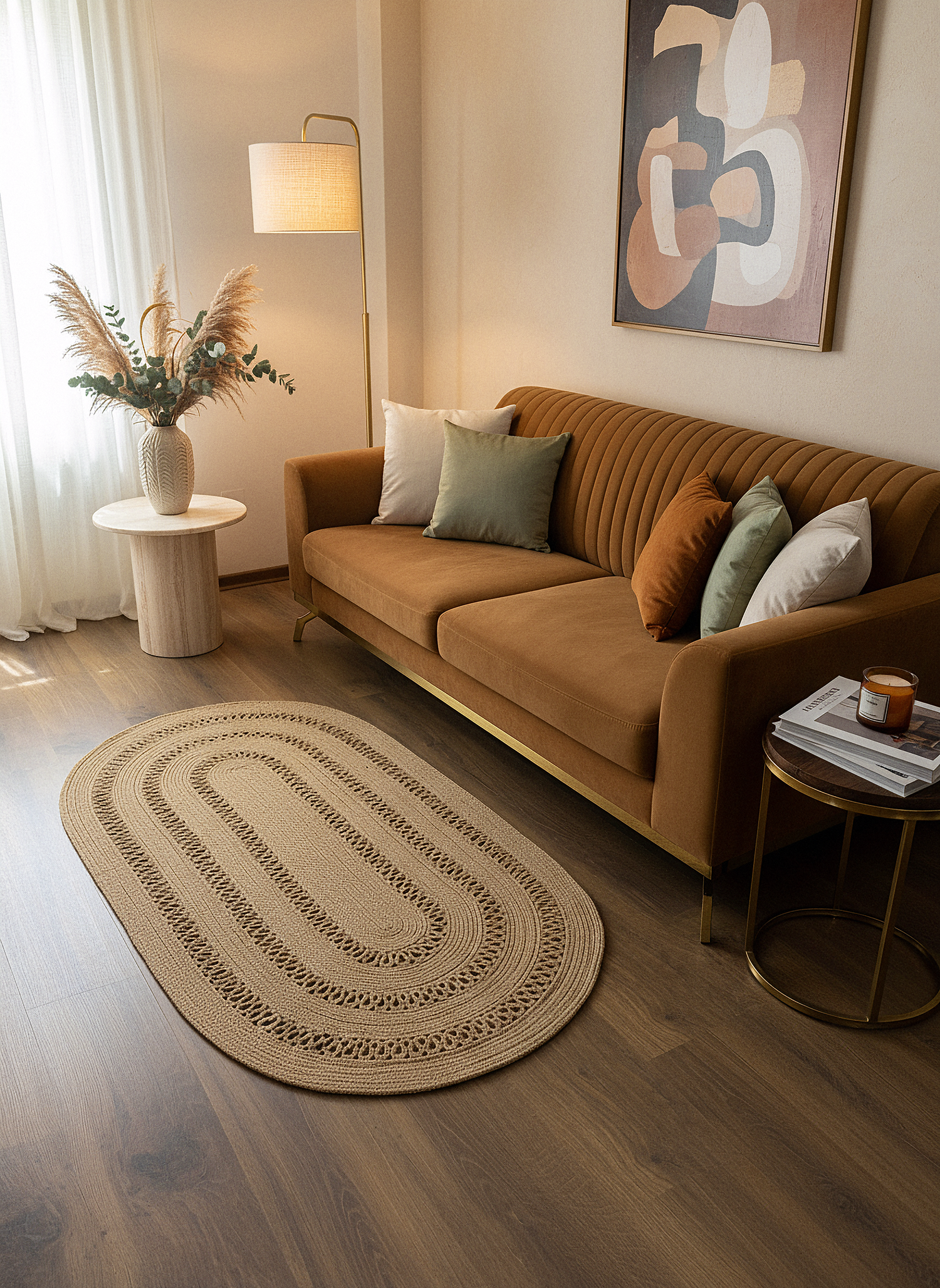 JÜT-C10 Elde Dokuma Doğal Jüt Hasır Halı