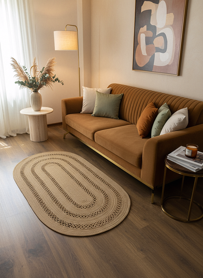 JÜT-C10 Elde Dokuma Doğal Jüt Hasır Halı