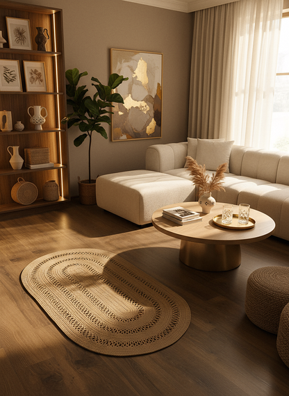 JÜT-C10 Elde Dokuma Doğal Jüt Hasır Halı