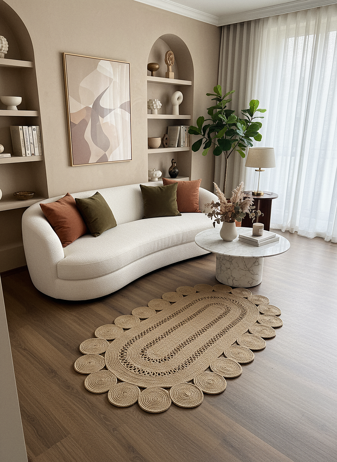 JÜT-C12 Elde Dokuma Doğal Jüt Hasır Halı