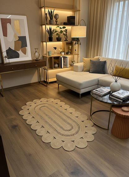 JÜT-C12 Elde Dokuma Doğal Jüt Hasır Halı