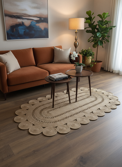 JÜT-C12 Elde Dokuma Doğal Jüt Hasır Halı