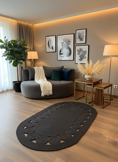 JÜT-RV455 Elde Dokuma Doğal Jüt Hasır Halı