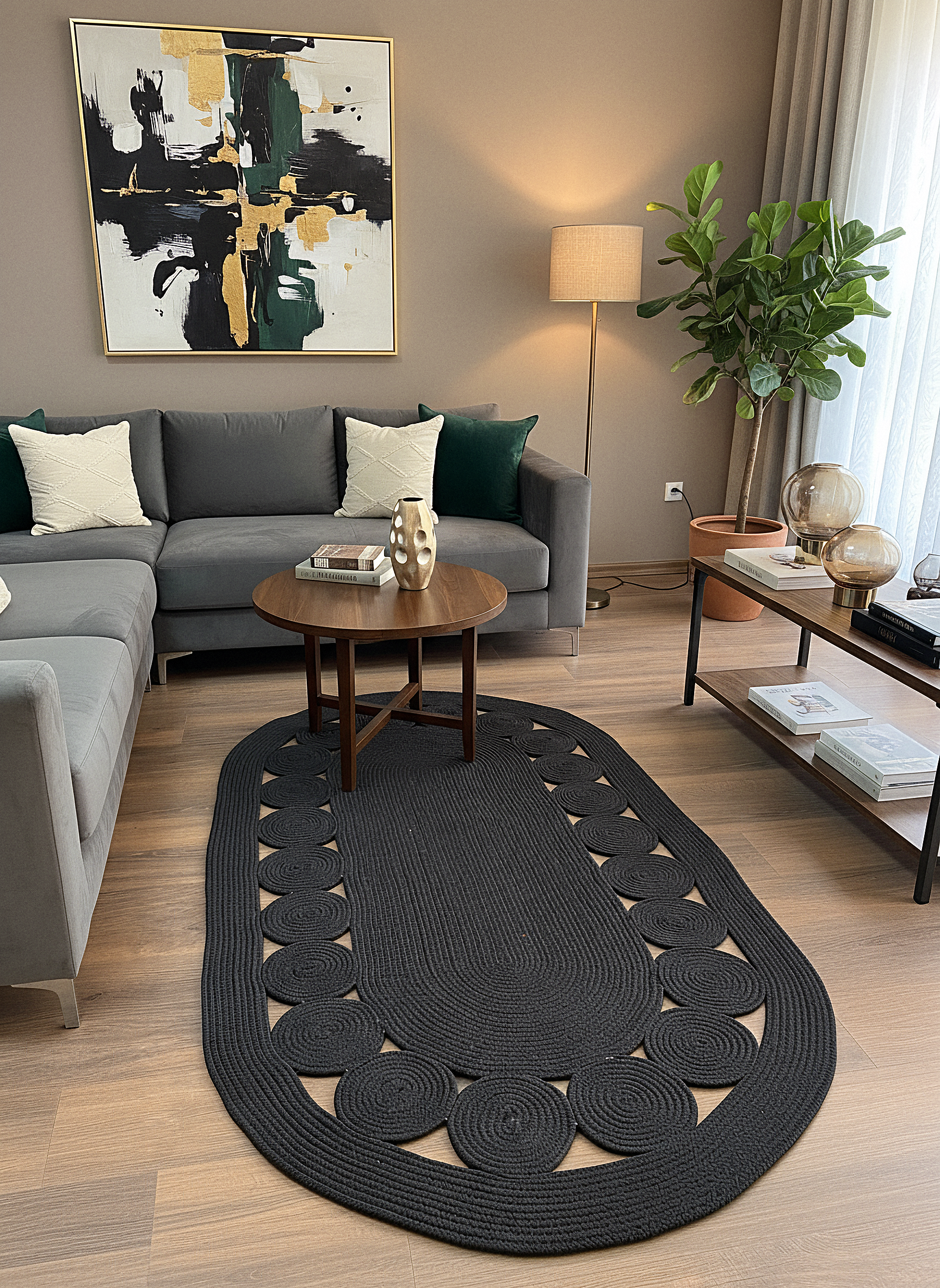 JÜT-RV455 Elde Dokuma Doğal Jüt Hasır Halı