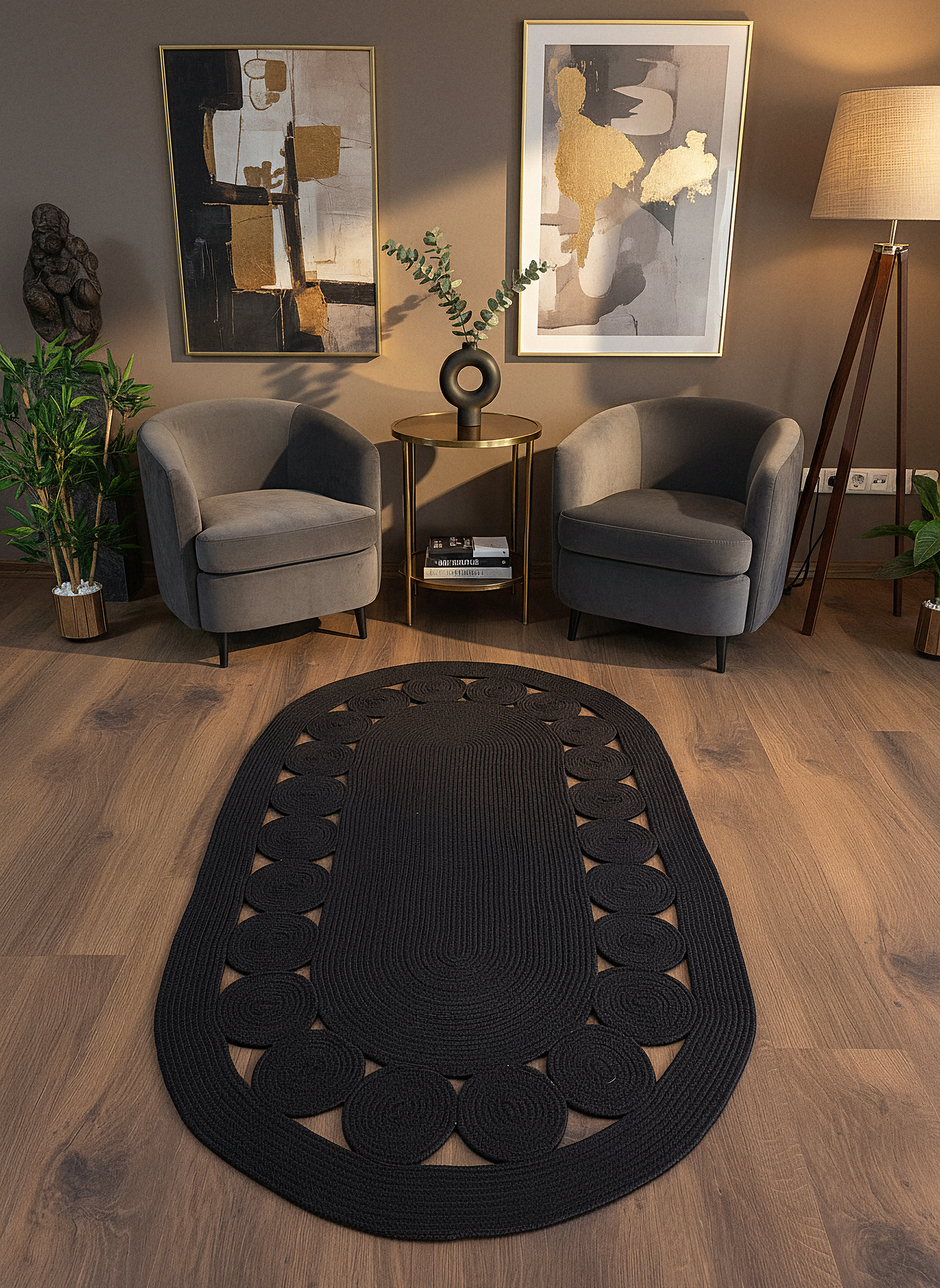 JÜT-RV455 Elde Dokuma Doğal Jüt Hasır Halı